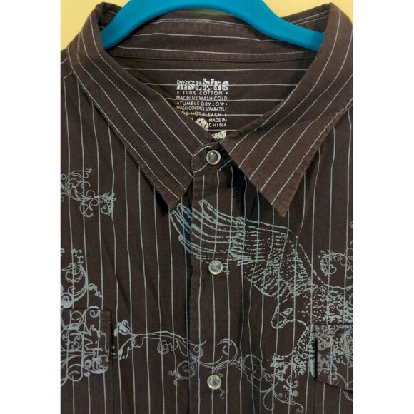 Machine Men's Clear Pearl Snap Western Shirt Brown Graphic Print L/S Sz. XXL - Picture 5 of 8